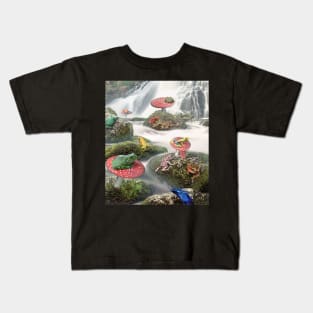 Frog Frogs Sitting On Mushroom Toadstool In Forest River Kids T-Shirt